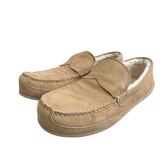 Vince Gibson Suede Lamb Shearling Moccasins Slippers Men’s Size 10 Camel Tan main image 8